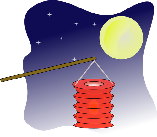 Linterna China en gráficos vectoriales de la luna