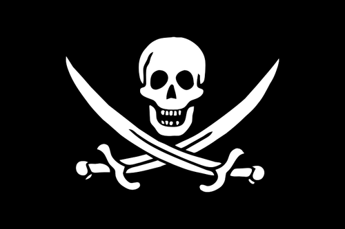 Pirátská vlajka lebky a meče vektorový obrázek
