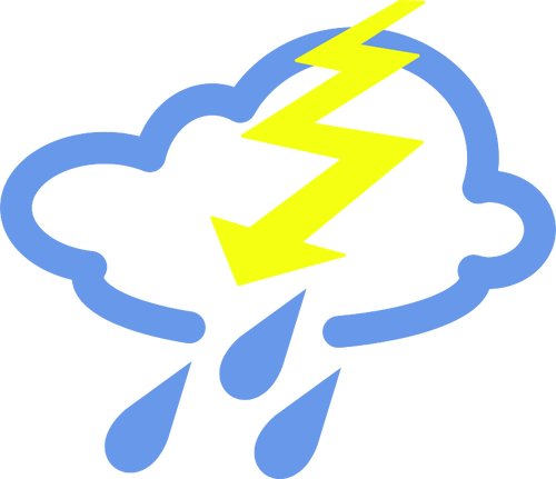 Imagen de vector símbolo de tiempo de lluvia y truenos