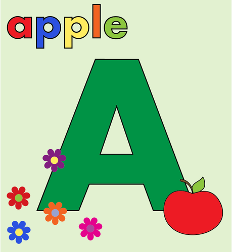 التفاح مع الأبجدية A