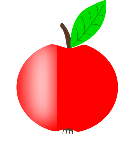 Red apple vector image with a green leaf