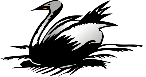 Line art vector image of swan