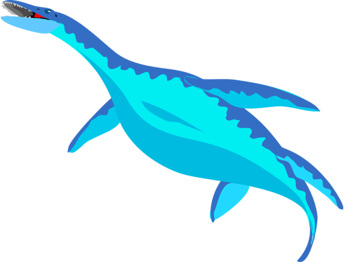 Clip art of bright blue reptile in water