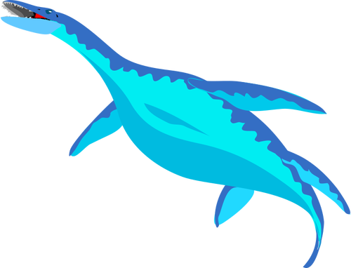 Clip art of bright blue reptile in water