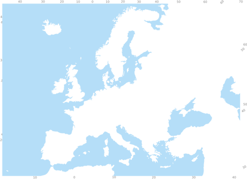 Modré a bílé Klipart mapy Evropy