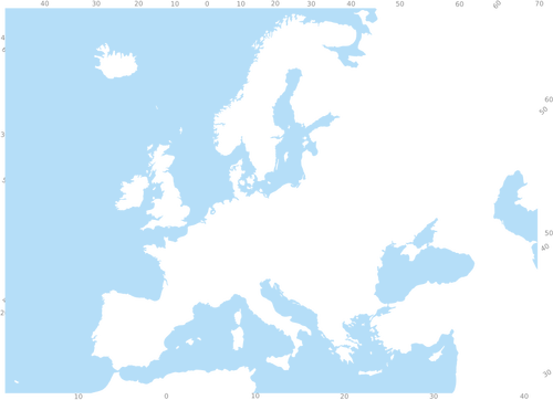 Azul y blanco imágenes prediseñadas del mapa de Europa