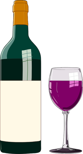 Flasche Wein und Glas Rot Wein Vektor-Bild