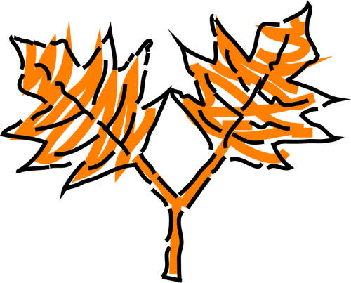 Pomarańczowy liści rysunek grafika wektorowa