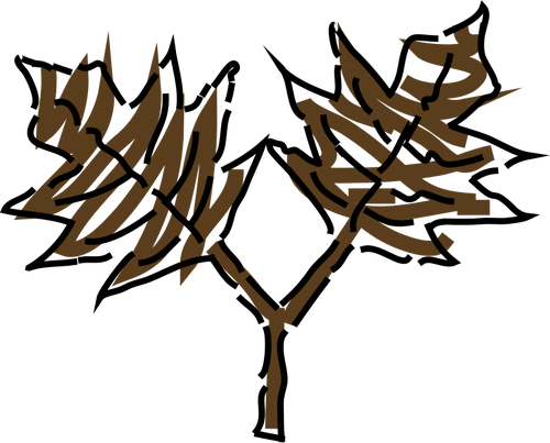 Brown leaves drawing vector clip art