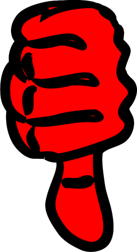 Image vectorielle de pouce de la main rouge forte vers le bas