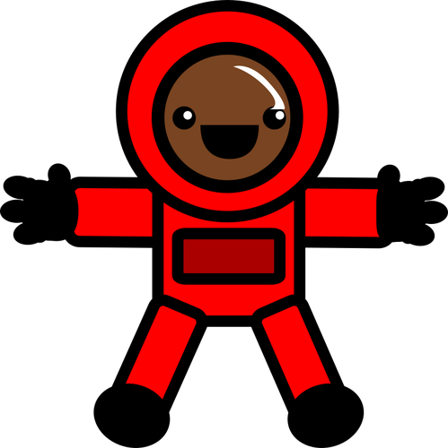 रेड सूट में अंतरिक्ष यात्री