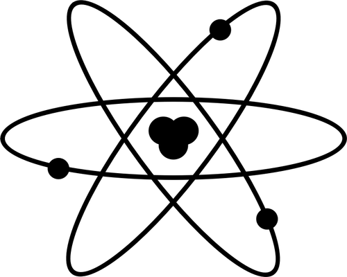 Image of scheme of an atom in black and white