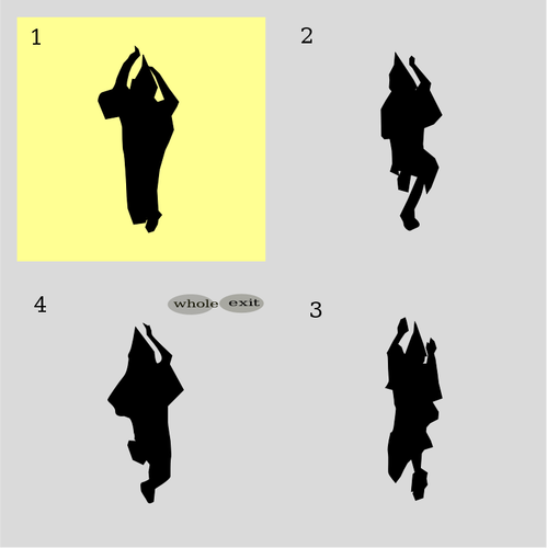 Imagem vetorial de quatro etapas de dança Awa