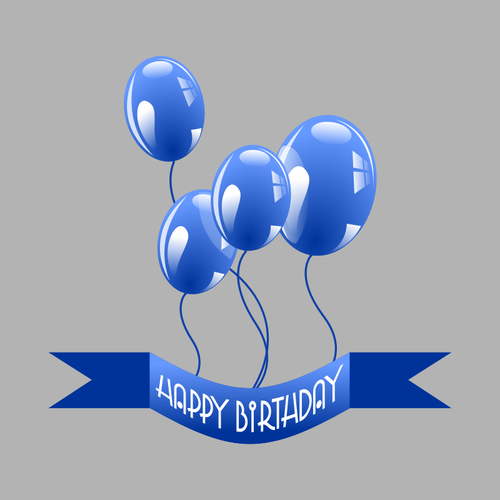 Banner de aniversário com desenho vetorial de balões