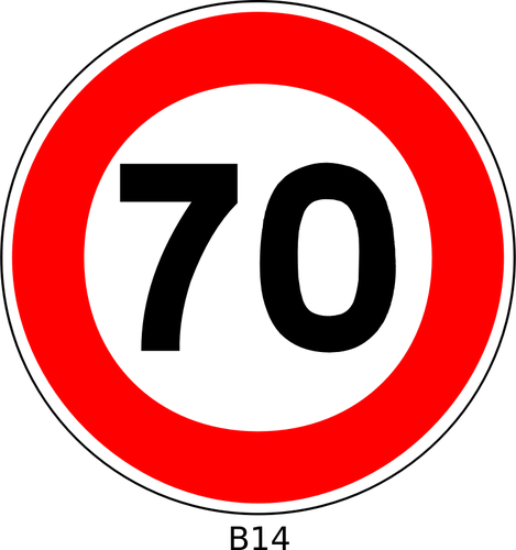 Vector de la imagen de señal de tráfico de limitación de velocidad 70