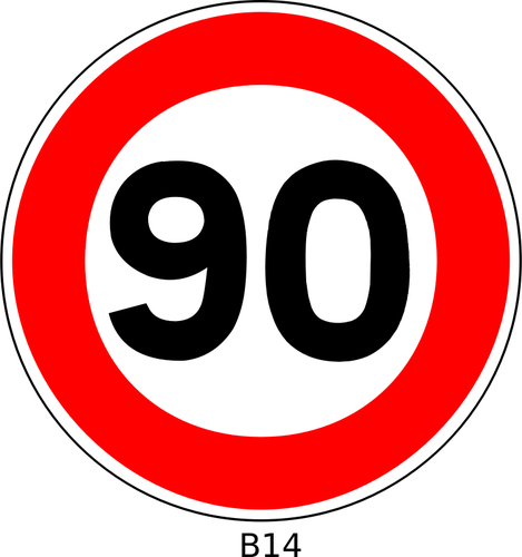 Vectorillustratie van 90 snelheid beperking verkeersbord