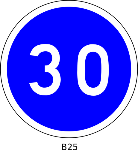 Vektor Klipart 30mph omezení rychlosti modré kolo francouzské roadsign