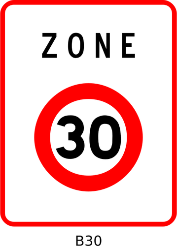 Ilustración de vector de la zona de limitación de velocidad de 30mph cuadrado francés roadsign