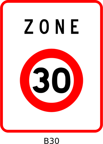 Vektorové ilustrace 30mph rychlostní omezení zóny náměstí francouzský roadsign