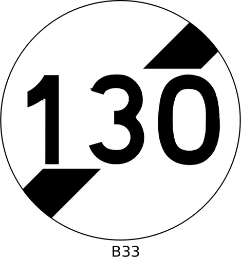 Grafika wektorowa końcowego znaku drogowego ograniczenia prędkości 130 km/h