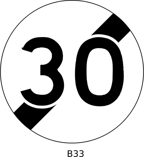 Desenho de limitação de velocidade de 30mph vetorial termina roadsign francês