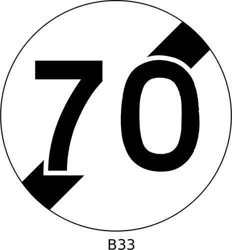 Vektor-Illustration von 70 mph Höchstgeschwindigkeit endet Verkehrszeichen