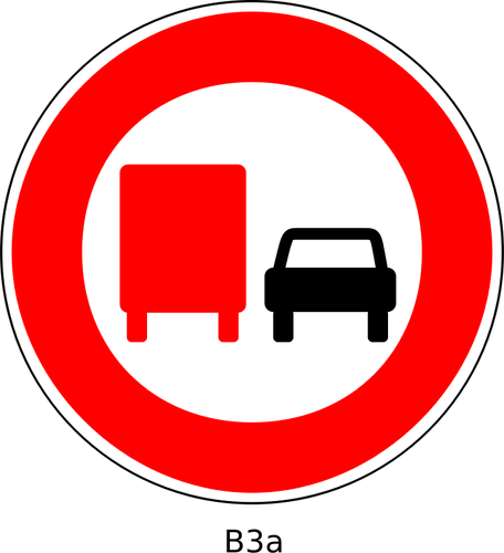 Forbikjøring forbudt for kjøretøy med en brutto kjøretøy vekt over 3,5 tonn veiskilt vektorgrafikk