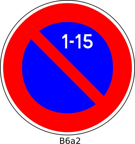 Vector Illustrasjon av parkering forbudt fra 1 til 15 måneders franske veiskilt