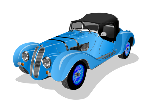 Blauwe oldtimer auto vector