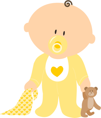 노란 옷에 아기