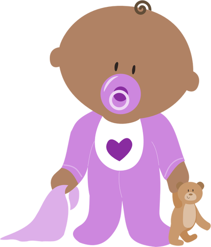 Imagen del bebé en ropa púrpura