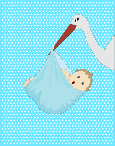 A stork with newborn baby