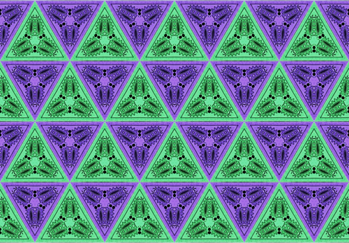 Triângulos de verde e roxos