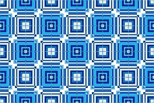 Blue tiles in a pattern