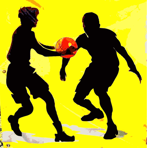 Basketbal herní scénu silueta vektor skica kresba