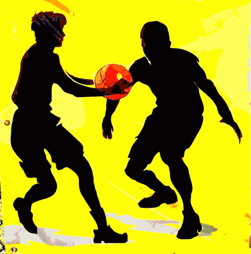 Basketball game scene silhouette vector sketch drawing