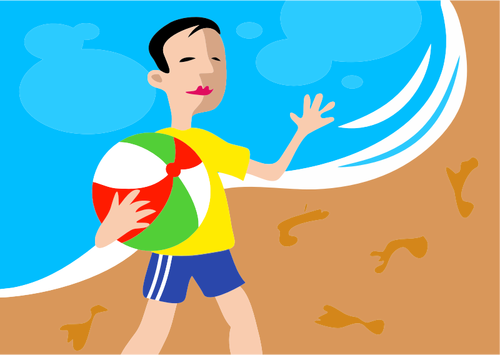 Пляж мальчика векторное изображение