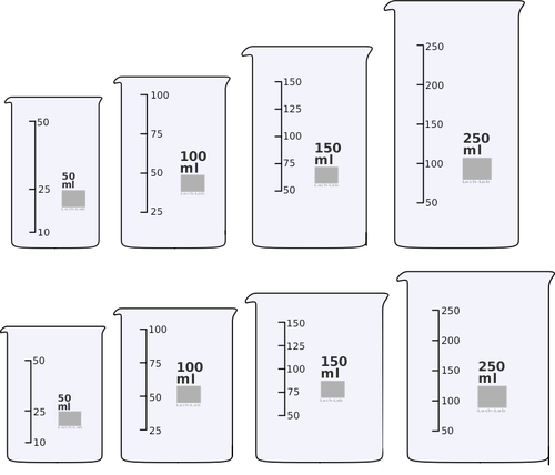 Beakers 50-250 ml vector illustration