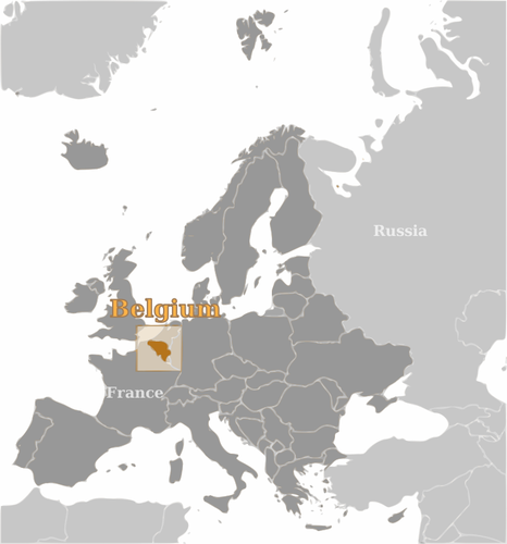 Localização do mapa de Bélgica