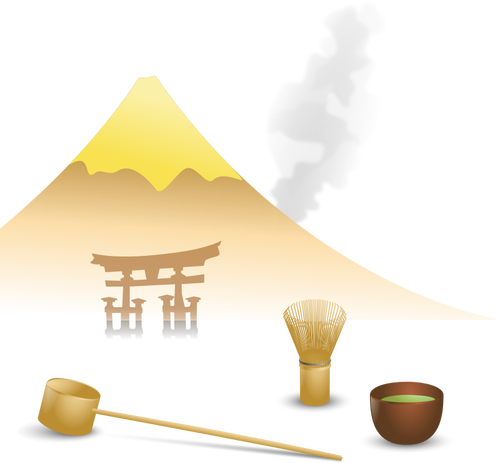 Disegno vettoriale di tè giapponese scena