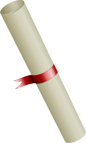 Vector image of university degree diploma with a ribbon