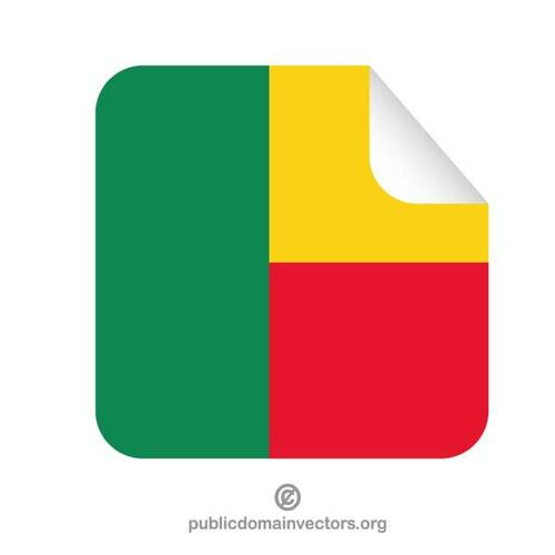Autocollant rectangulaire avec le drapeau du Bénin