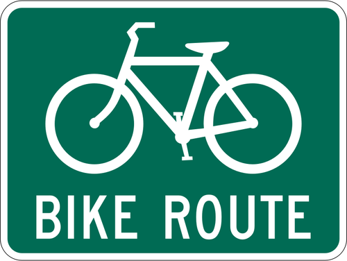 Ilustração em vetor de sinal de tráfego de rota de bicicleta
