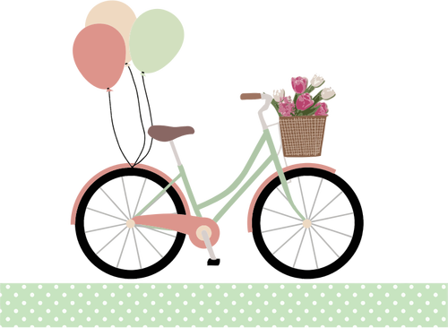 自行车与气球彩色图形