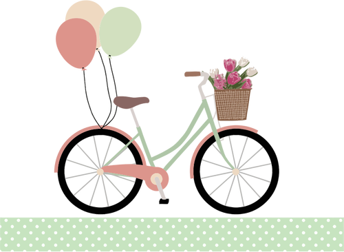 Bicycle with balloons color graphics