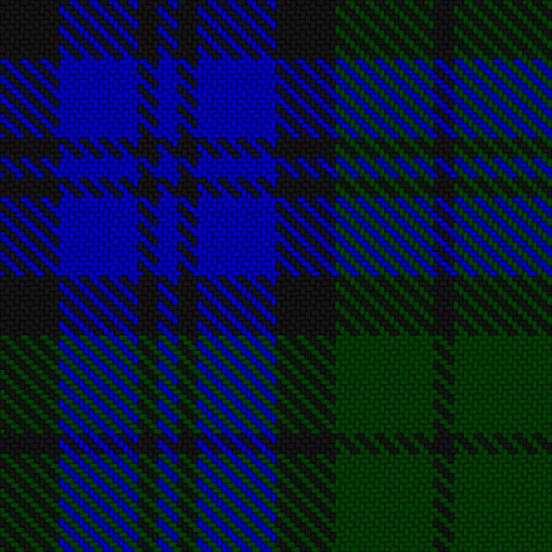 नीले, हरे और काले रंग में टवील प्लेड