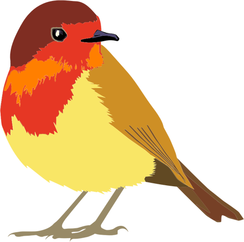 Grafiki czerwony i brązowy ptak
