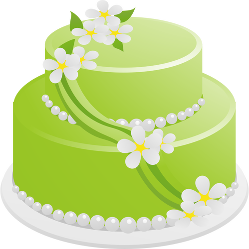 Vector drawing of green birthday cake