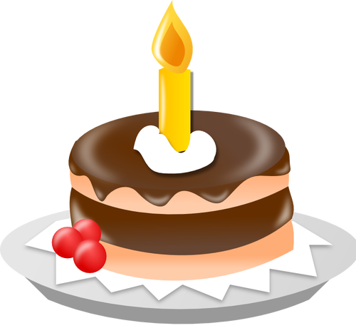 Birthday cake with candle vector clip art