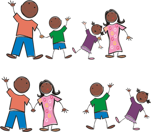 Stick Figure Black Family